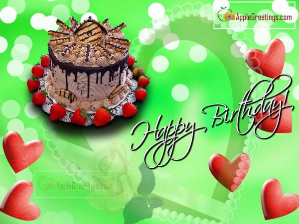 Best Wishes For Happy Birthday With Birthday Heart Greetings And Cake Pictures (Image No : J-431-1)
