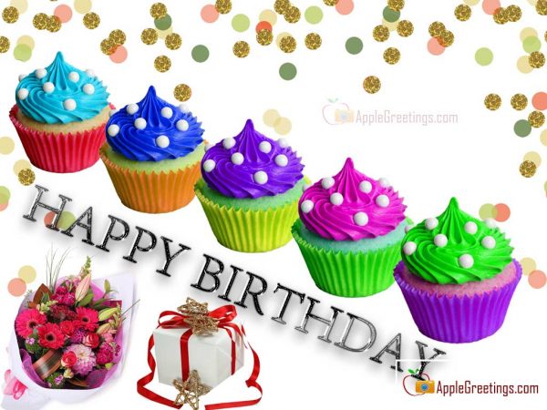 Birthday Cup Cake Images With Happy Birthday Wishes For Friend (Image No : J-445-1)