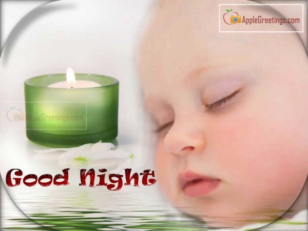 Good Night Wish Beautiful Greetings Images With Cute Sleeping Baby Photos (Image No : J-465-1)