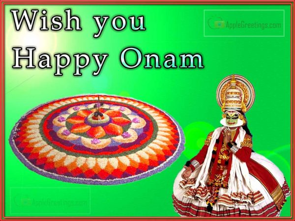 Beautiful Onam Wishes Greetings Pictures With Kathakali Dance Images For Send Them To Your Friends And Family