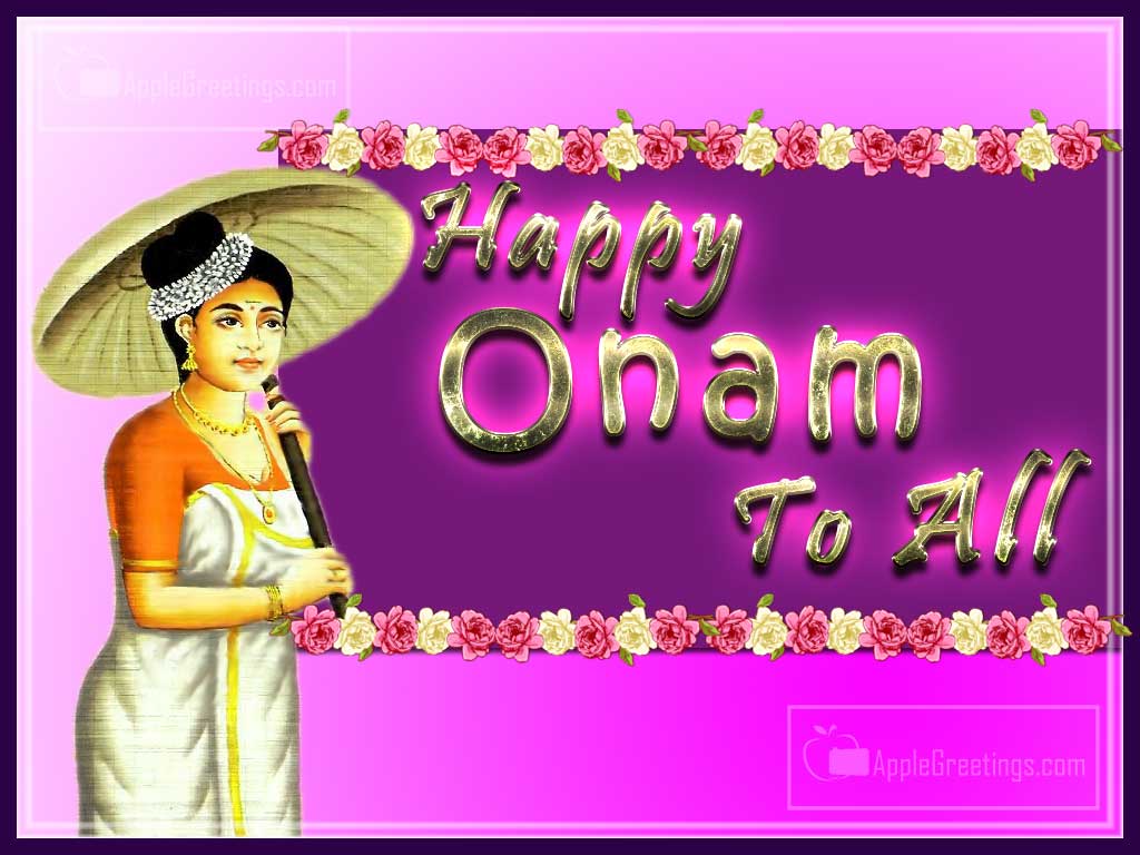 Cute Kerala Girl Wishing Happy Onam Wishes With Amazing Onam Greetings Pictures For Download