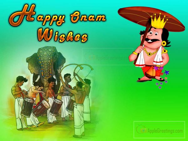 Happy Onam Greeting Cards Images With King Mahabali For Wishing Happy Onam To Everyone