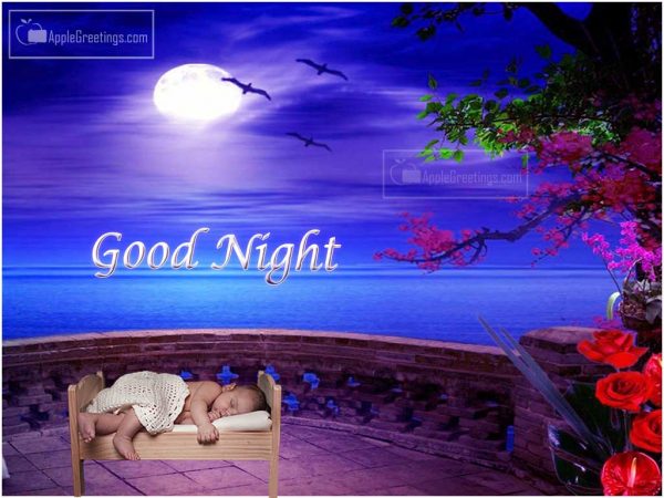 Good Wishes Images For Good Night Wishing With Baby Sleeping In Bed Photos
