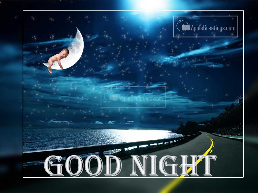 Latest Images Of Wish Good Night Greetings With Sleeping Baby And Moon Photos